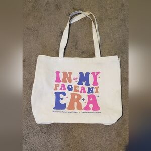 💚5/$25 National American Miss Pageant Stylish Cream Canvas Large Tote Bag